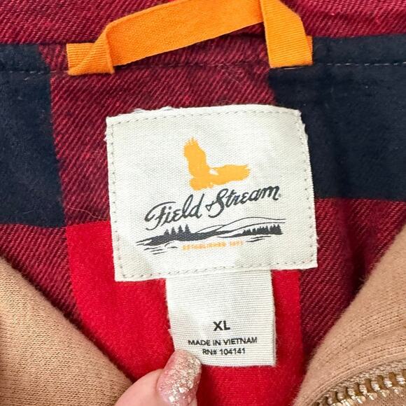 Field & Stream XL Full Zip Hoodie Jacket Flannel Lined Brown Outdoor Workwear - Picture 3 of 10